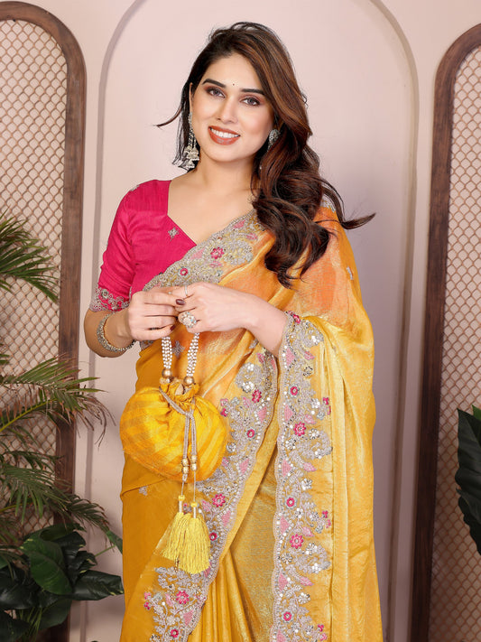 Party Wear Soft  Fendy Chiffon silk Saree