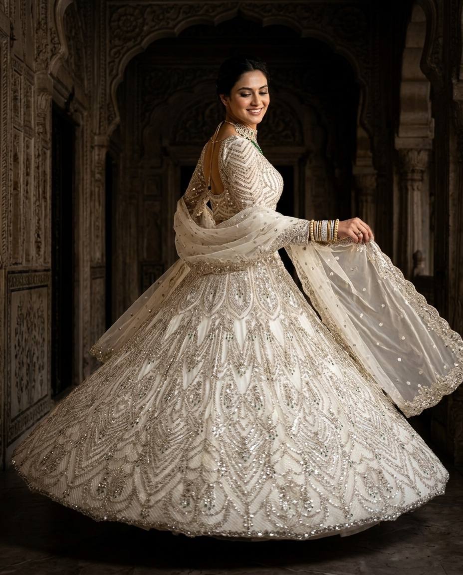 Launching 4 meter flared Premium Quality Soft Net Lehenga