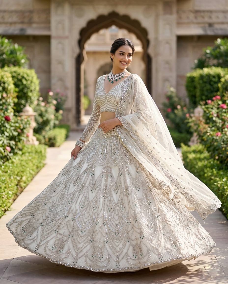 Launching 4 meter flared Premium Quality Soft Net Lehenga
