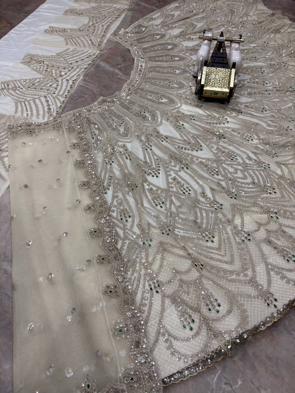 Launching 4 meter flared Premium Quality Soft Net Lehenga
