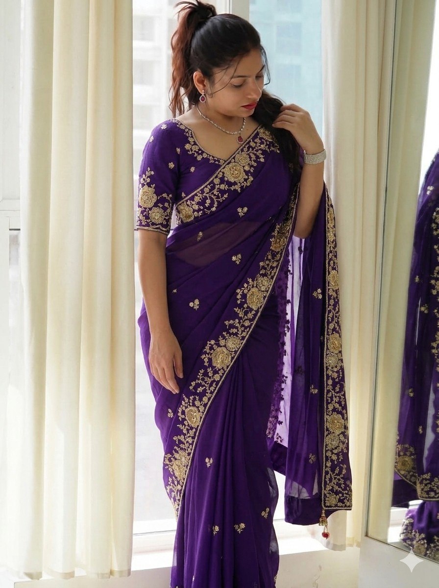 Designer Party Wear Fendy Satin Silk Saree