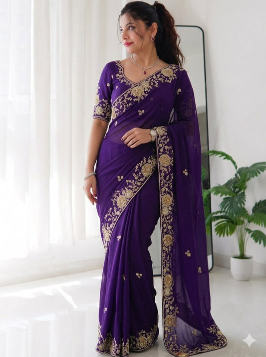 Designer Party Wear Fendy Satin Silk Saree