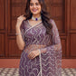 Net Bidds sequence pearls Embroidery Work Saree