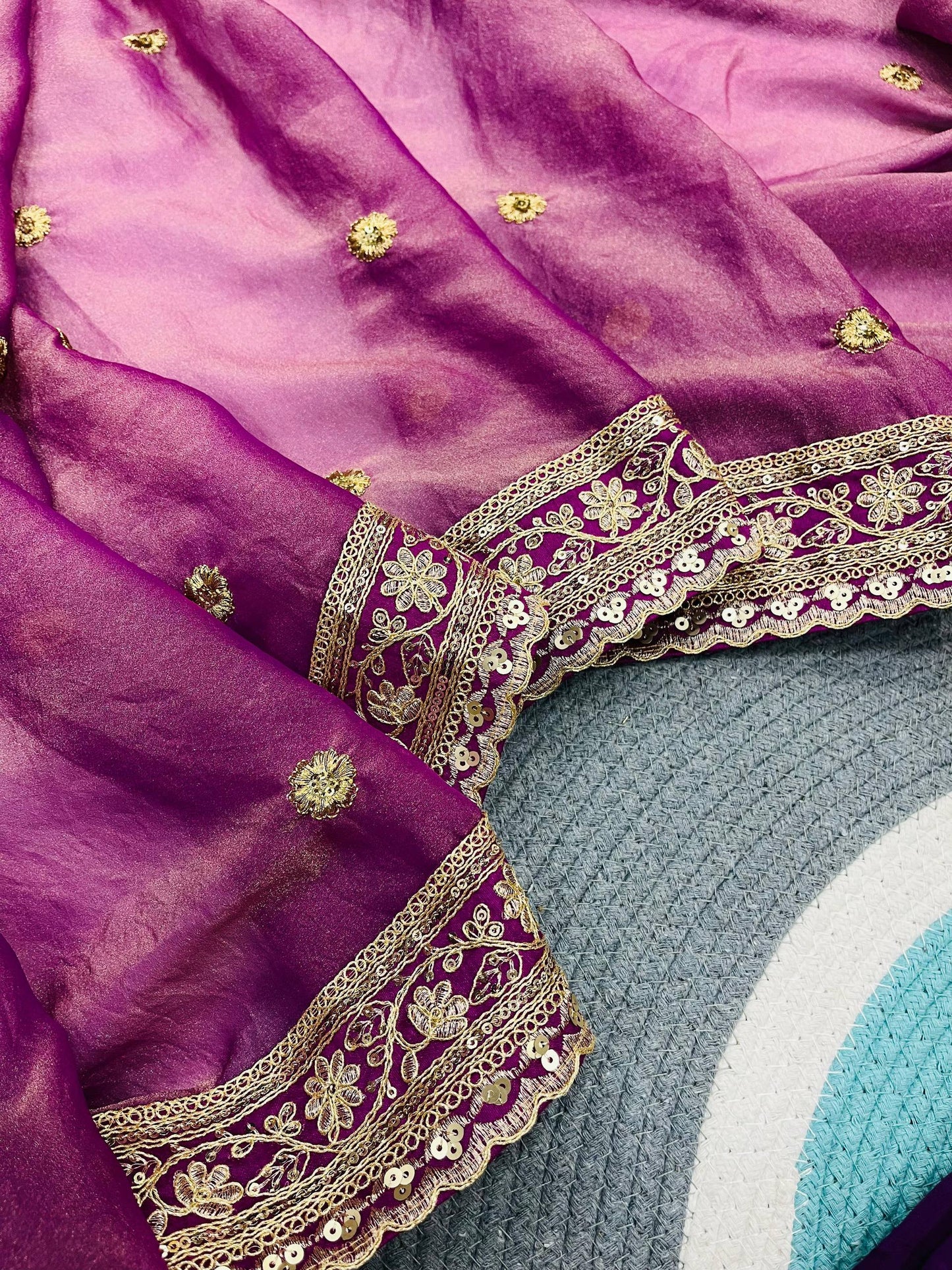 Soft Mocha Silk Beautiful Designer Saree