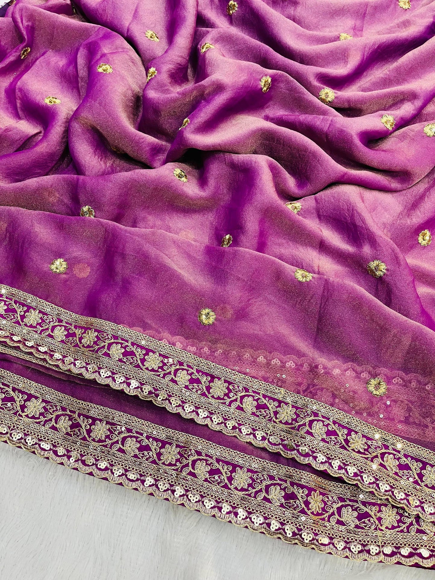 Soft Mocha Silk Beautiful Designer Saree