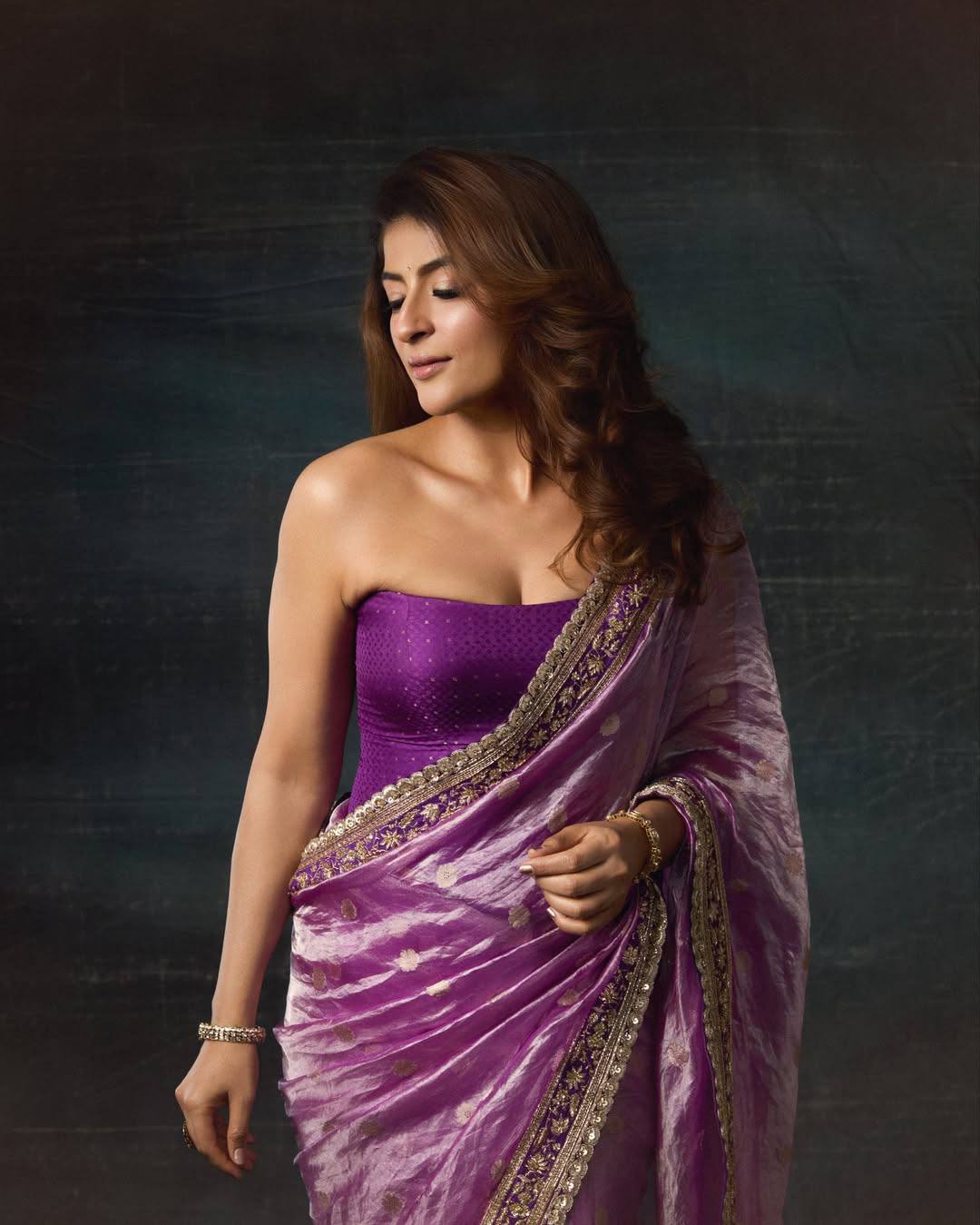 Soft Mocha Silk Beautiful Designer Saree