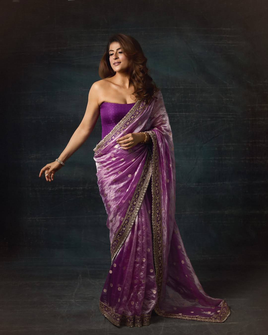 Soft Mocha Silk Beautiful Designer Saree