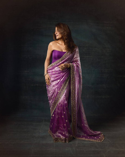 Soft Mocha Silk Beautiful Designer Saree