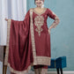 Pure Heavy Chinnon Silk With *Heavy Embroidery Coding Suit