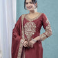 Pure Heavy Chinnon Silk With *Heavy Embroidery Coding Suit