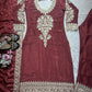 Pure Heavy Chinnon Silk With *Heavy Embroidery Coding Suit