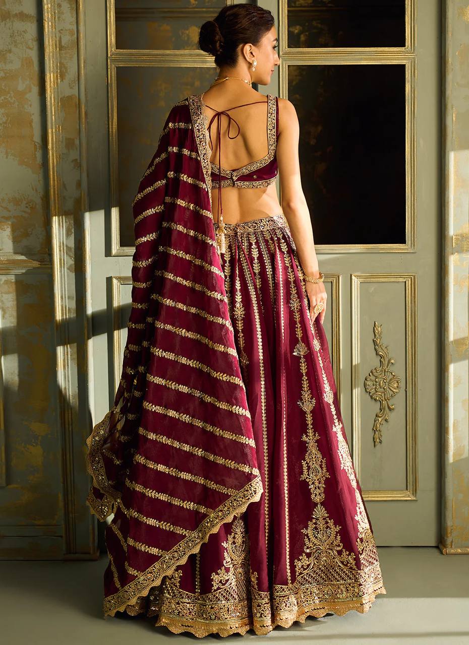 Kasturi silk lehenga with sequins dori & zari work choli