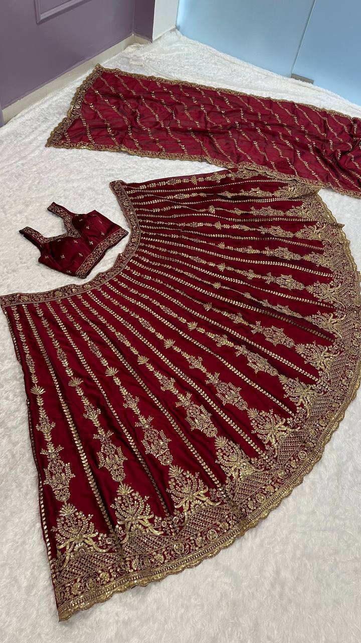 Kasturi silk lehenga with sequins dori & zari work choli