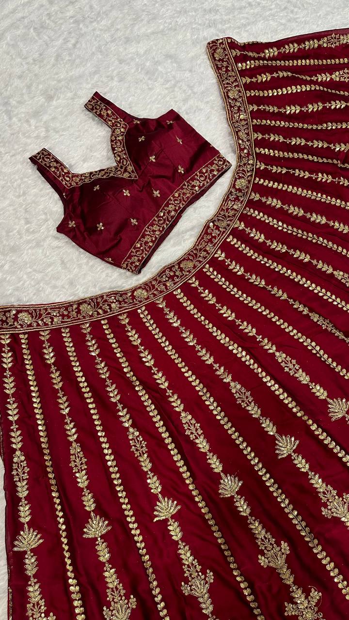 Kasturi silk lehenga with sequins dori & zari work choli