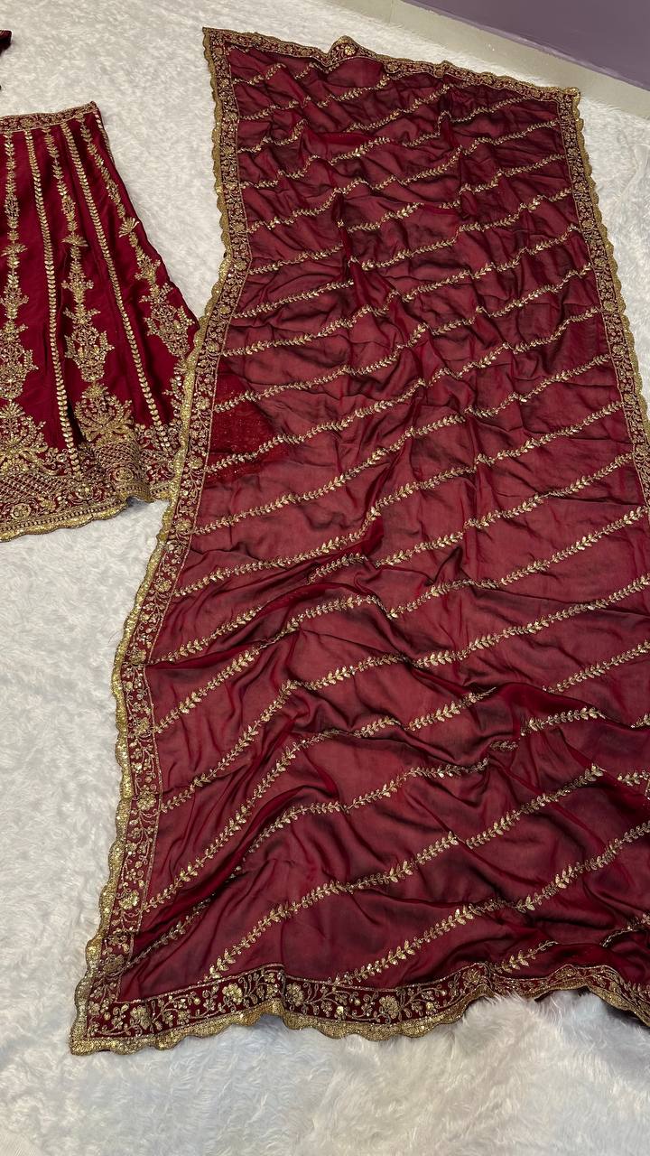 Kasturi silk lehenga with sequins dori & zari work choli
