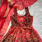 Elegant Patola printed festive gown with graceful flair