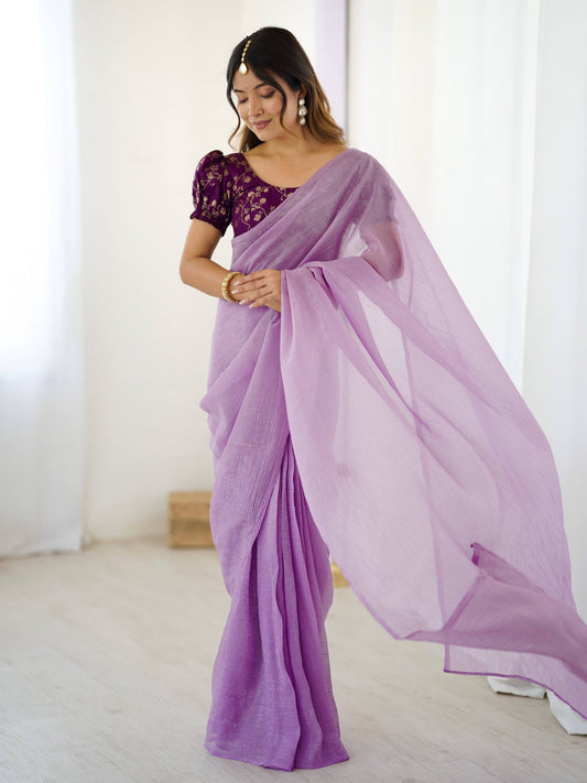 sparkle silk ready to wear saree with adjustable hooks