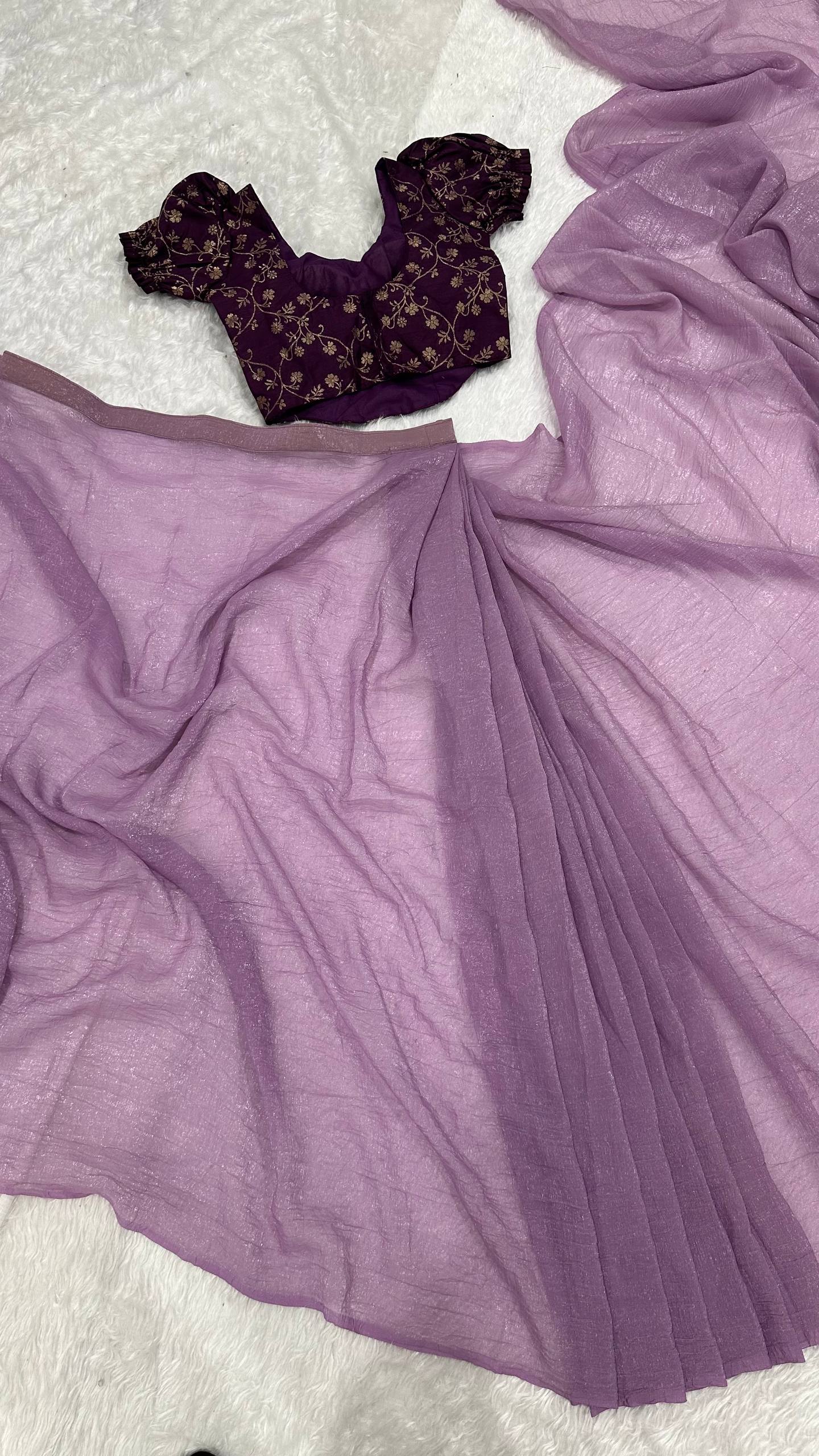sparkle silk ready to wear saree with adjustable hooks
