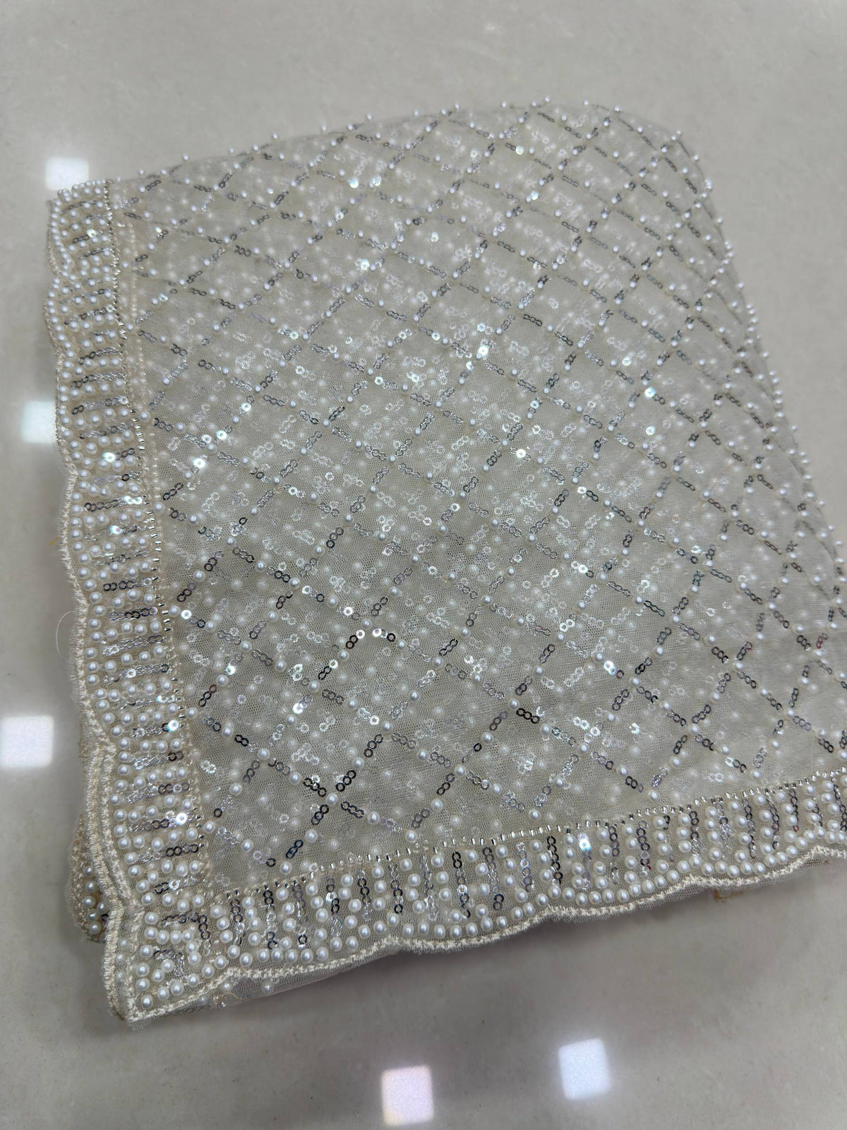 Net Intricately Bidds handwork embroidered saree