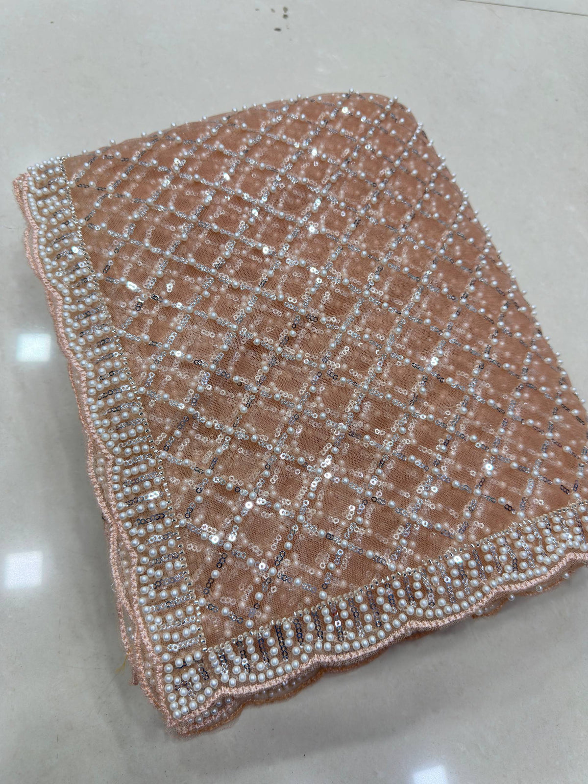 Net Intricately Bidds handwork embroidered saree