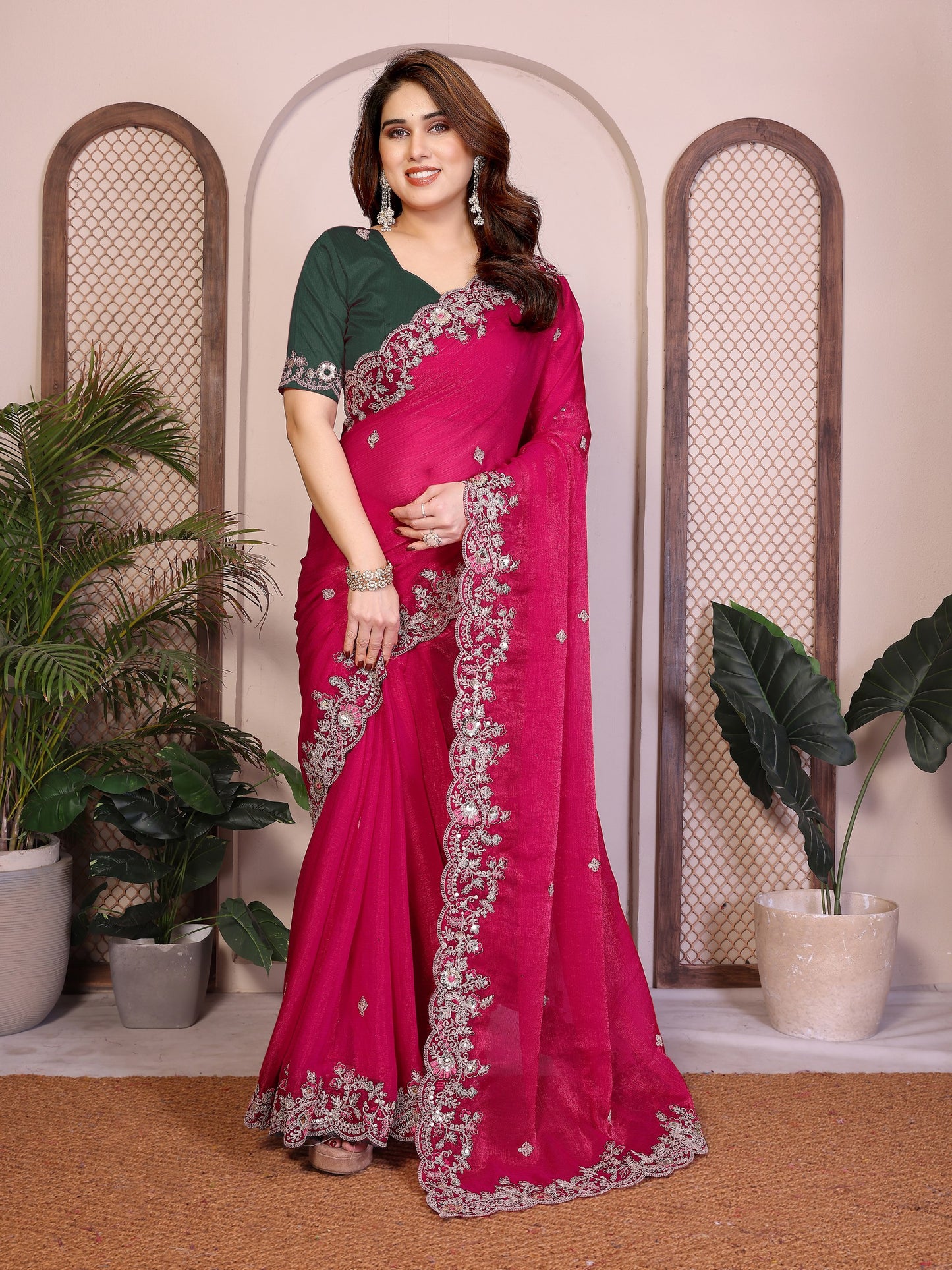 Party Wear Soft  Fendy Chiffon silk Saree