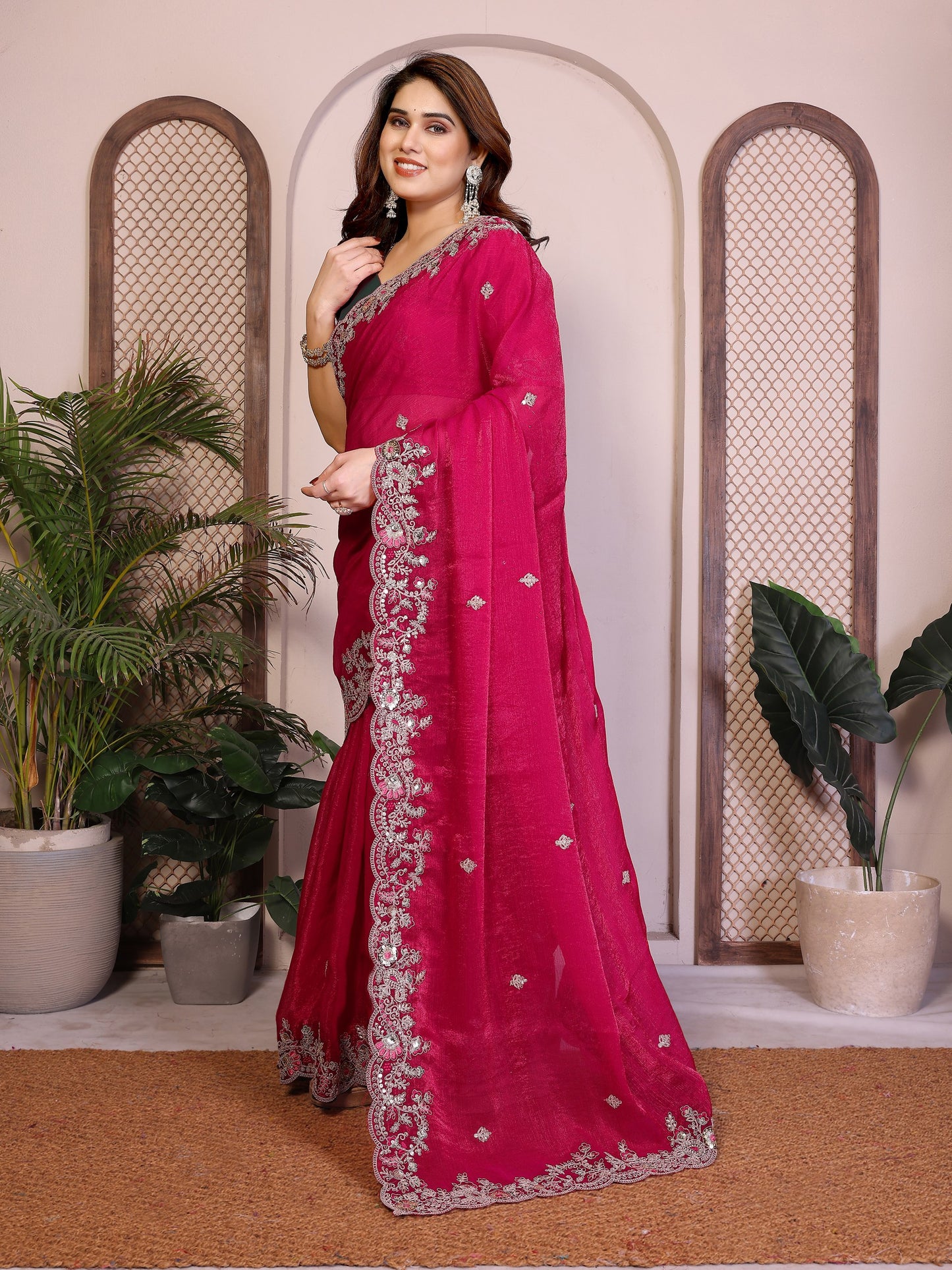 Party Wear Soft  Fendy Chiffon silk Saree