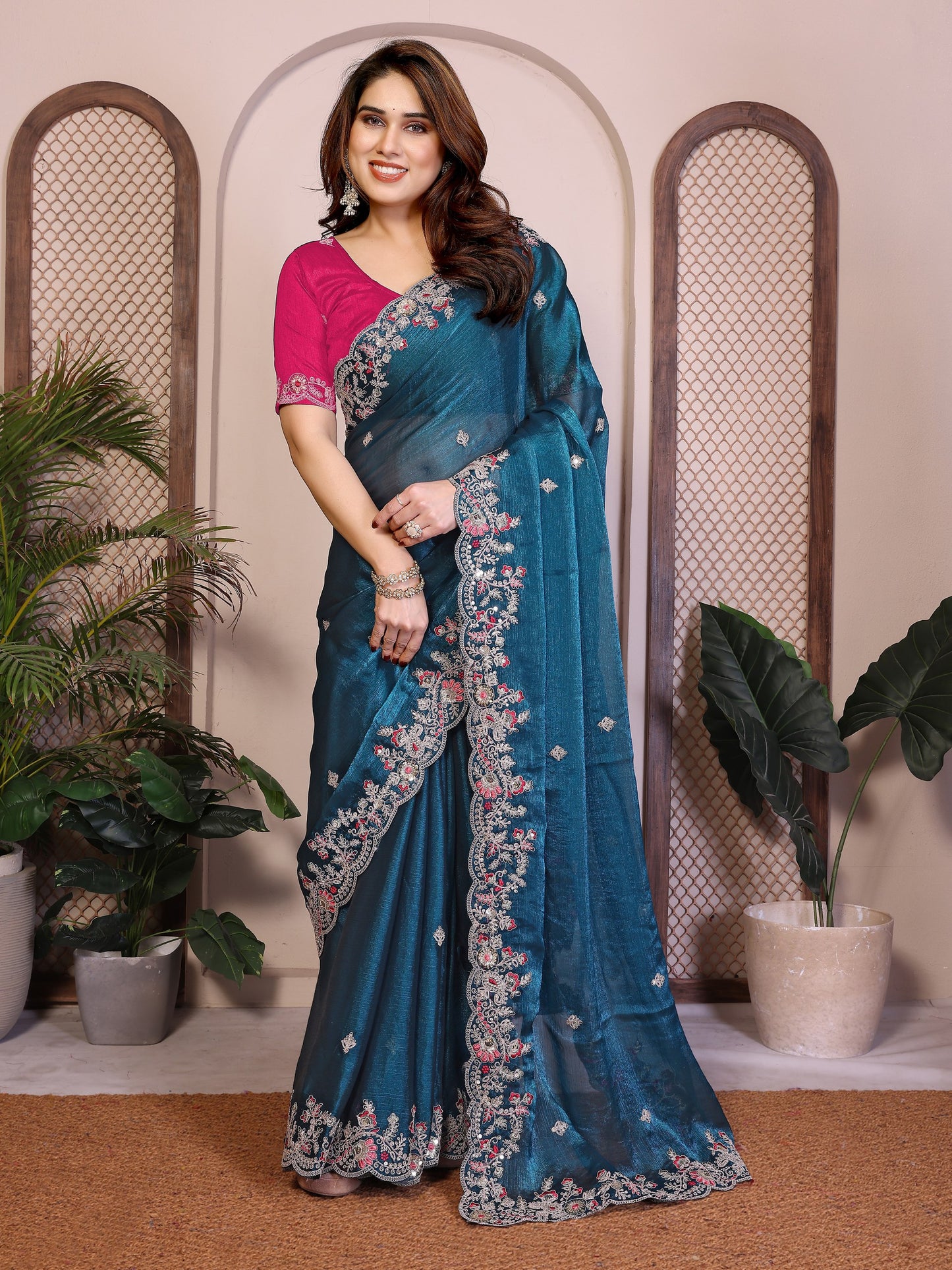Party Wear Soft  Fendy Chiffon silk Saree