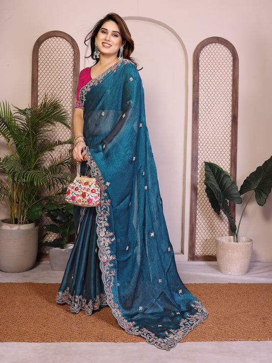 Party Wear Soft  Fendy Chiffon silk Saree