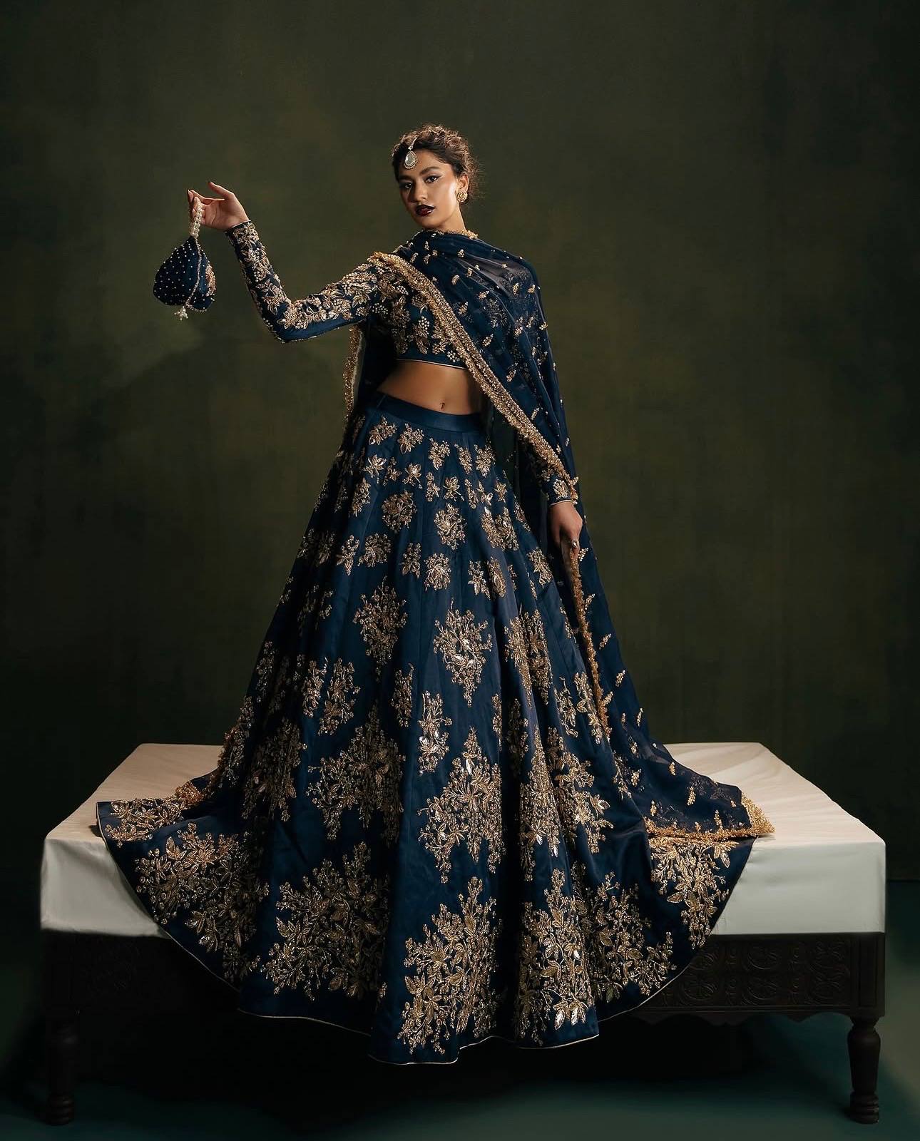 Premium Polo silk lehnga with zari thread sequins & dori work