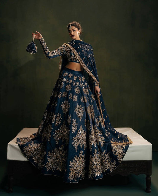 Premium Polo silk lehnga with zari thread sequins & dori work
