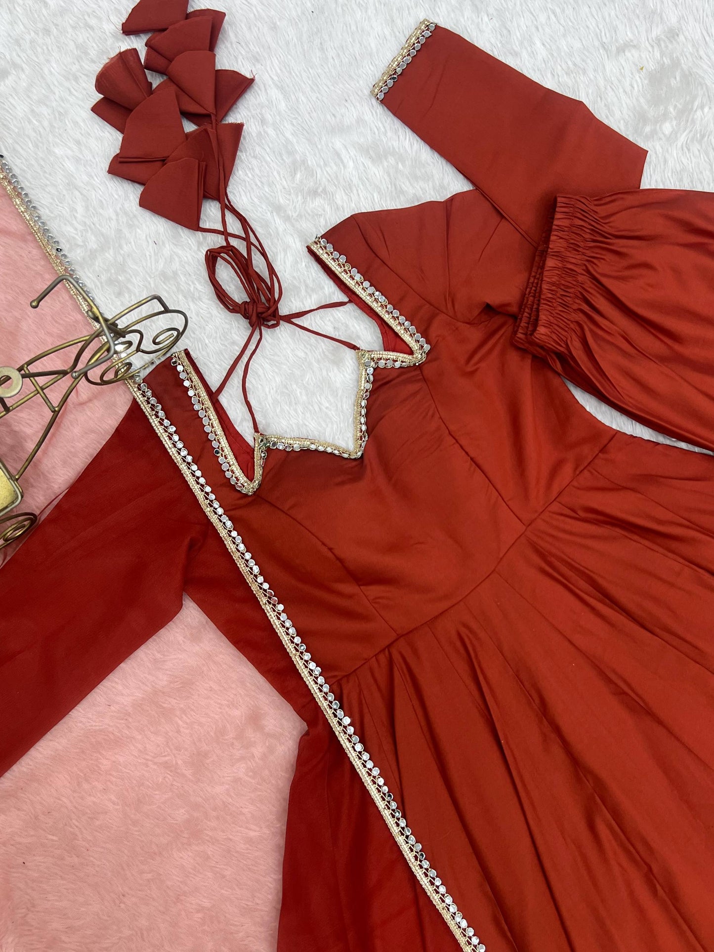 PURE ROMANSILK CHANDERI FABRIC FULLY FLARE ANARKALI