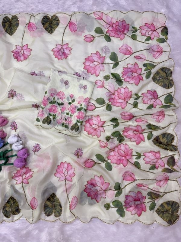 Soft Tebby silk with floral print saree