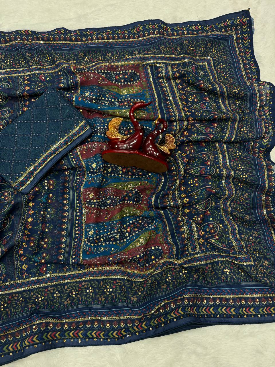 Pure Georgette Fabric with beautiful print Saree