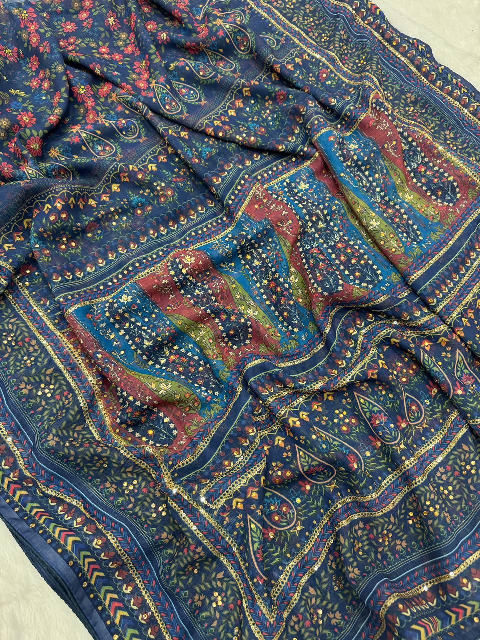 Pure Georgette Fabric with beautiful print Saree