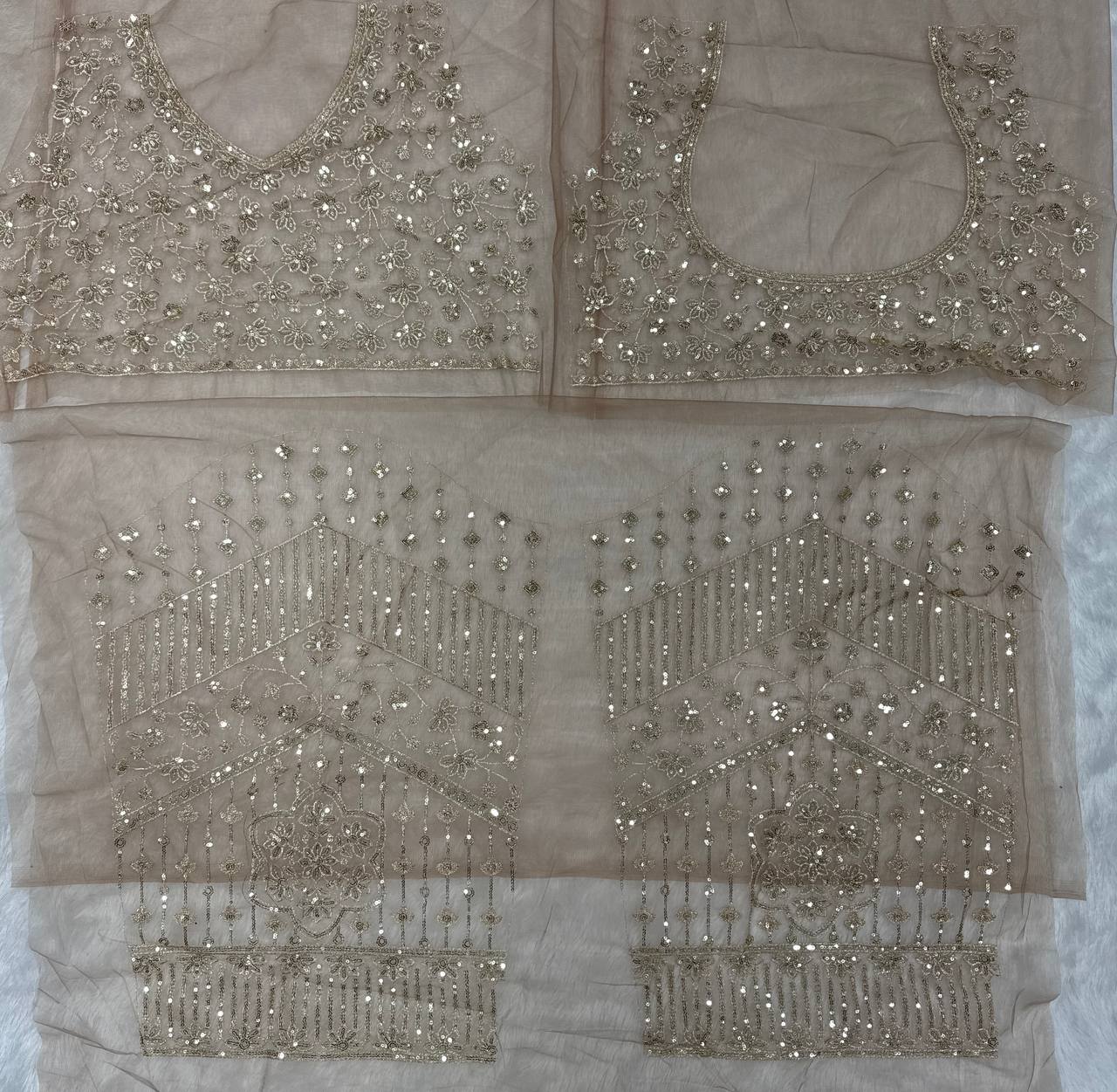 Soft net Beautiful sequins and Zari Embroidery Work saree