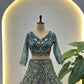 Butterfly Net Sequins and Codding Embroidery Work Lehenga