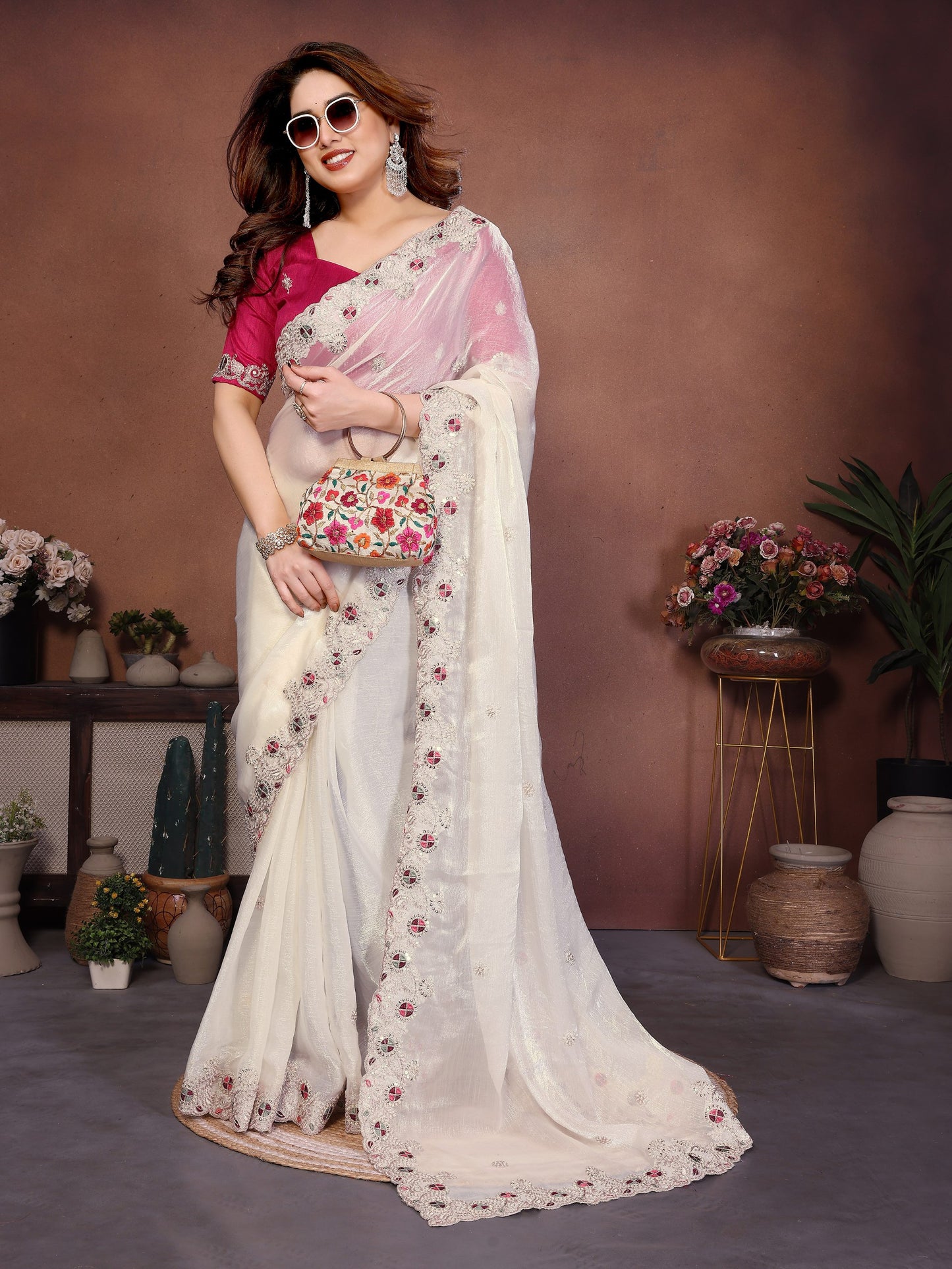 Party Wear Soft  Fendy Chiffon silk Saree