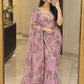 Premium Tabby Silk Embellished With Beautiful Print Saree