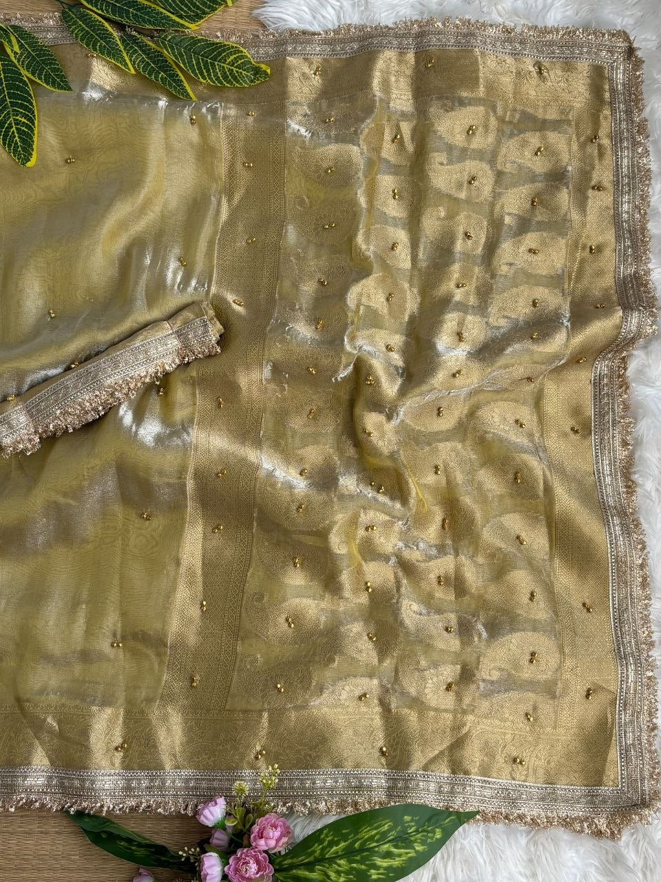 Pure Soft Banarasi Sartin Silk Weaving Saree With Gungroo in All over Saree