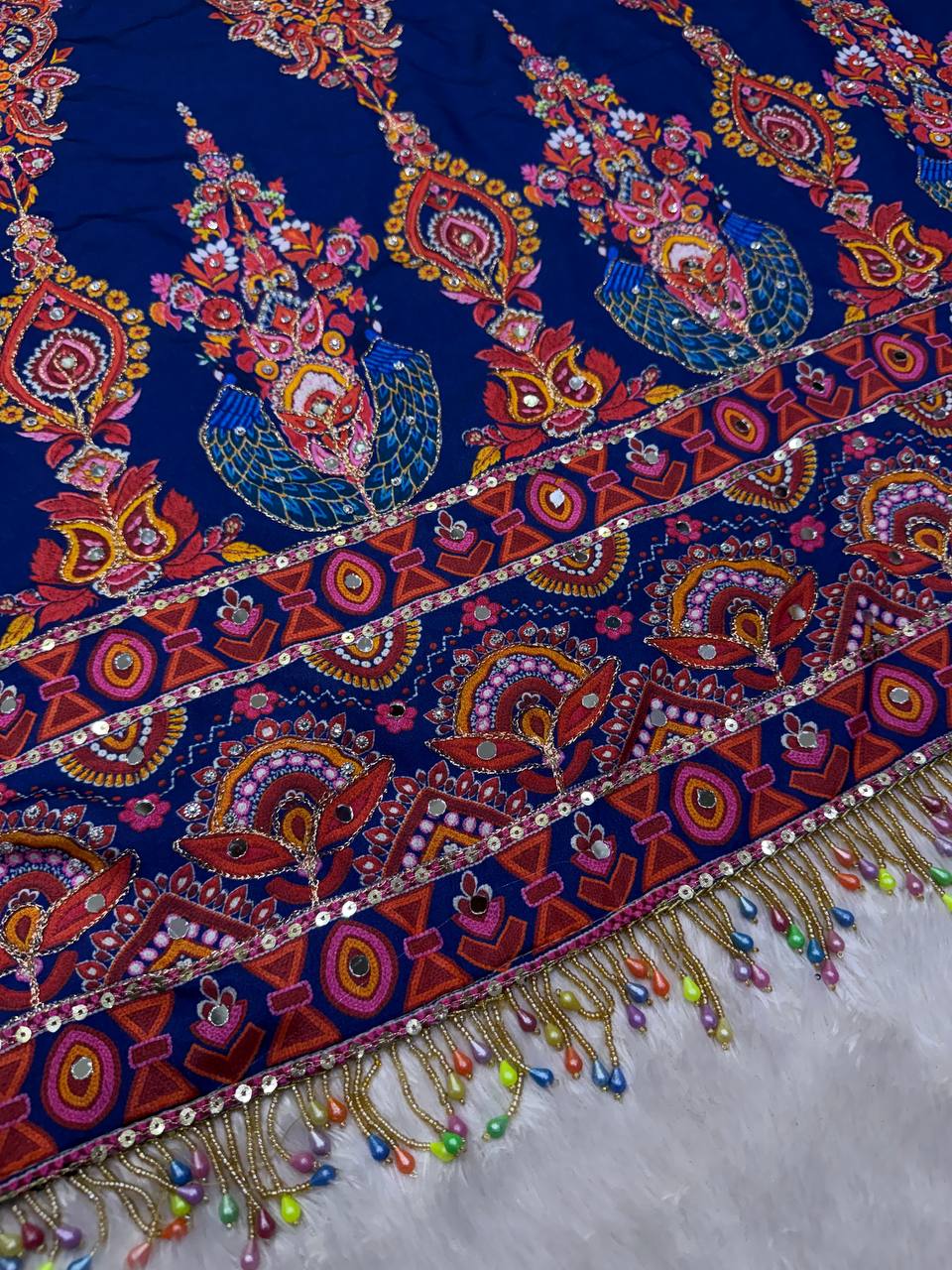 Soft Chinnon with beautiful print saree