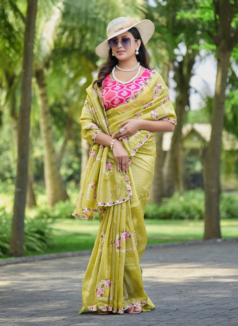 Pure Gold Crush Silk Saree