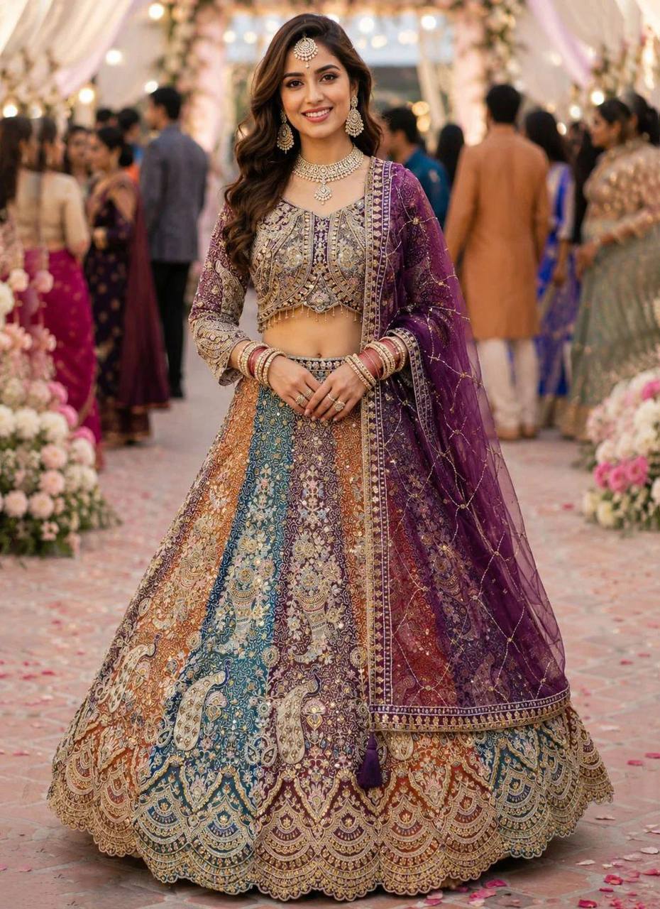 Soyez magnifique dans ce magnifique ensemble lehenga blanc cassé