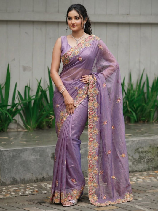 Party Wear Soft Twill Net Saree