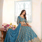 Chinon Sequins and Codding Embroidery Work Lehenga