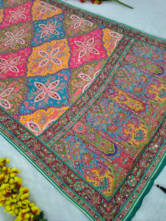 Presenting You Most Beautiful Latest Real Mirror Work Saree