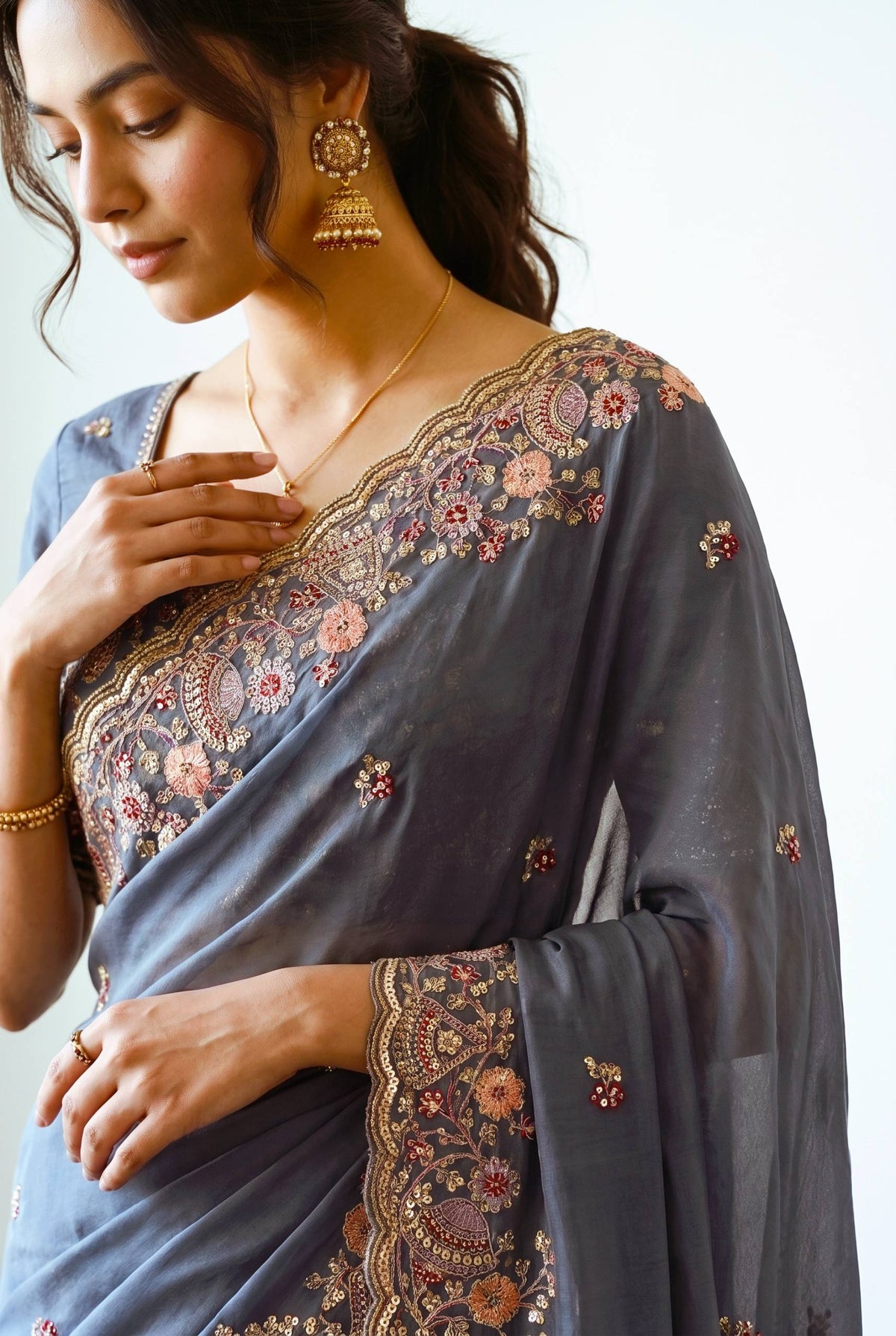 Designer Wedding Special Party Wear Soft NxC Moss chiffon saree