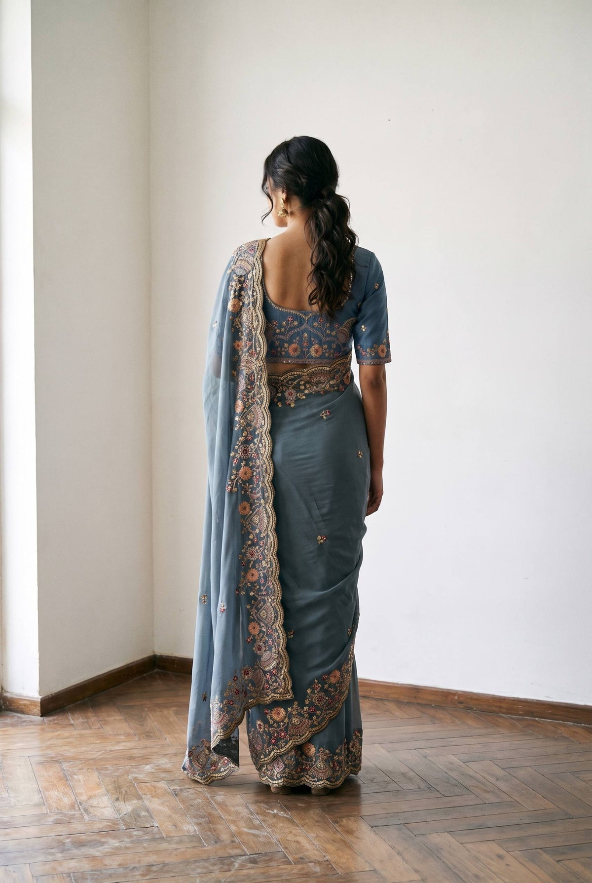 Designer Wedding Special Party Wear Soft NxC Moss chiffon saree