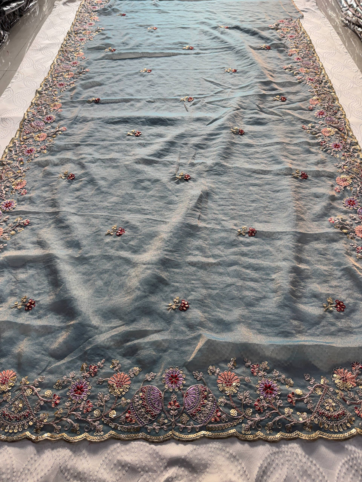 Designer Wedding Special Party Wear Soft NxC Moss chiffon saree