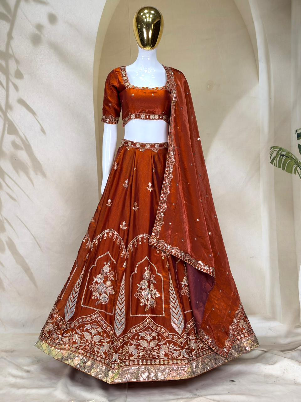 Fandy Silk Zari Sequence Embroidery Work Choli