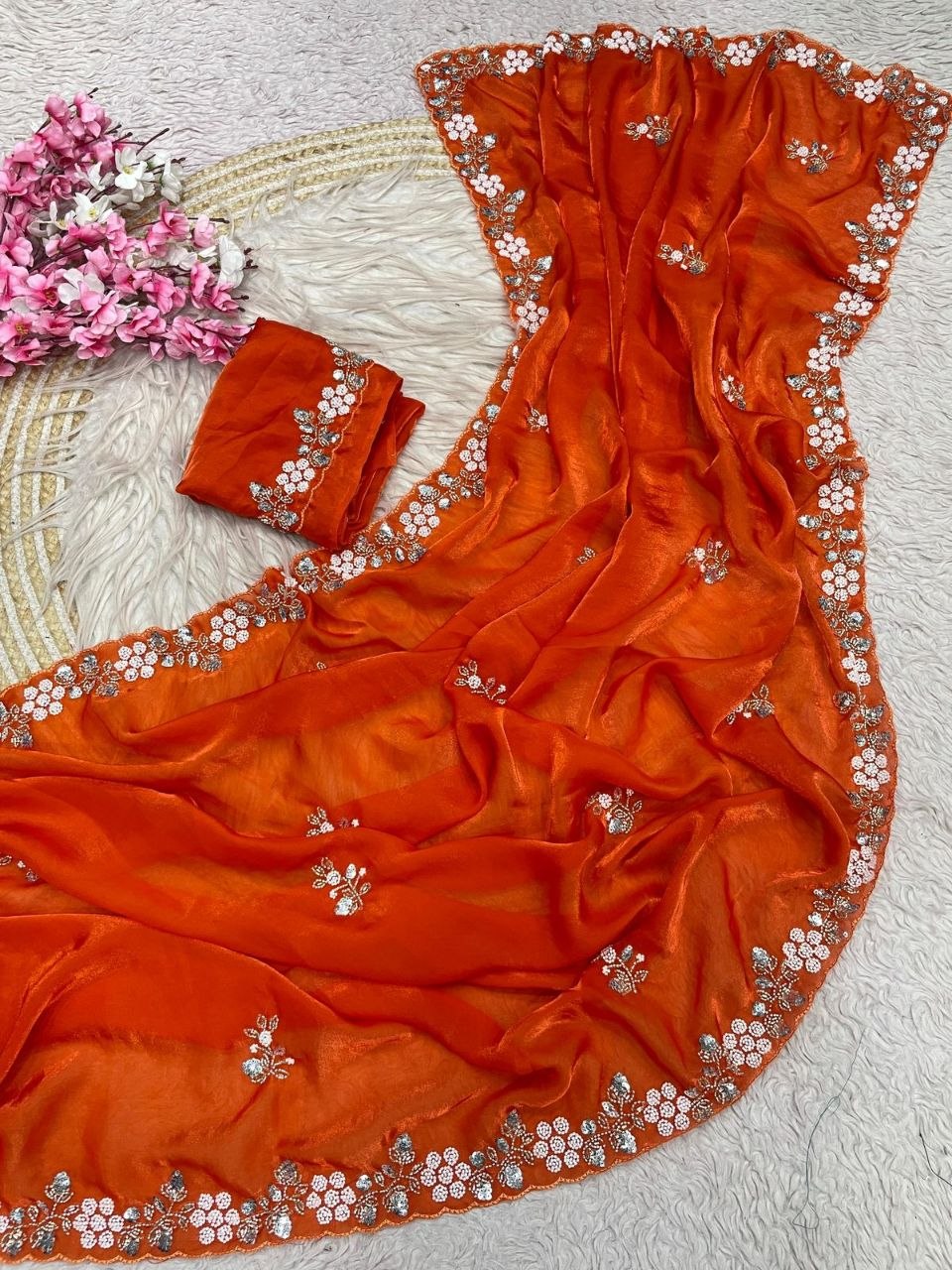 Beautiful Sequence Brits C- pallu work along saree